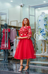 Elegant red midi dress